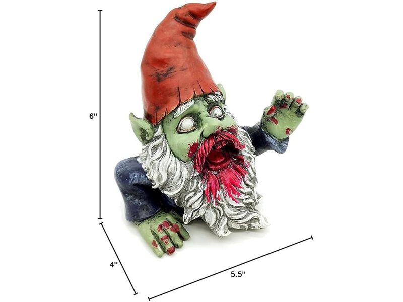 Zombie Gnome Garden Statue &ndash; Scary Halloween Outdoor Decoration for Lawn, Porch & Patio Display image number 1