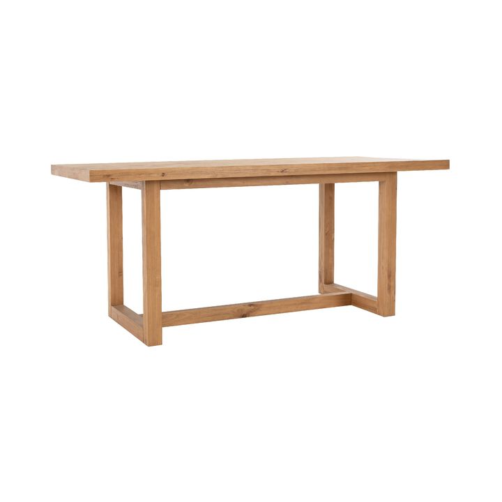Jax 70 Inch Pine Wood Dining Table, 6 Seater, Handcrafted, Natural Brown-Benzara