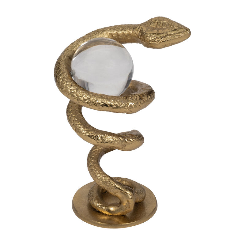 Metal, 7" Snake Coil W/ Acrylic Ball, Gold image number 3