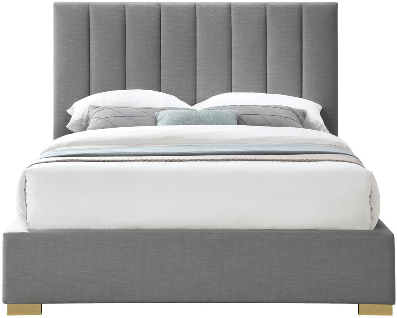 Meridian Furniture Pierce Grey Linen Textured Fabric King Bed image number 4
