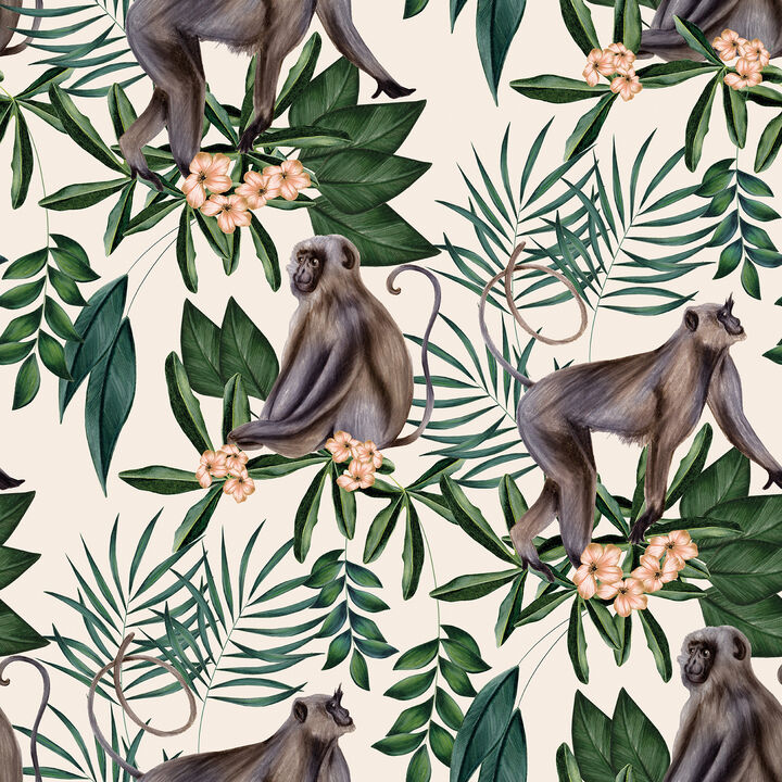 Morris Cream Tropical Jungle Wallpaper (Set of 2)