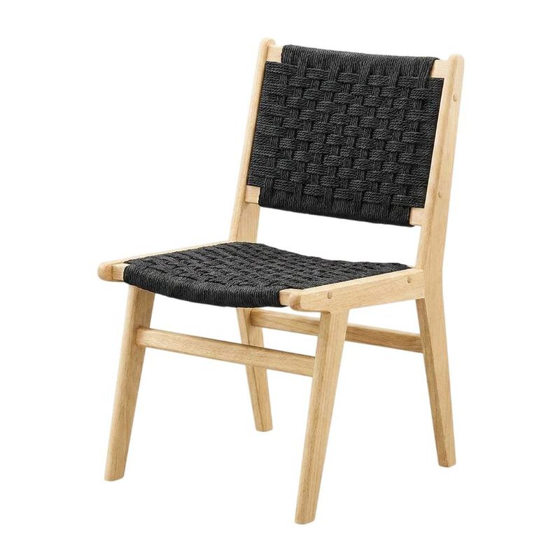 Woven Rope Wood Dining Side Chairs, Walnutt Black, Set of 2 image number 1