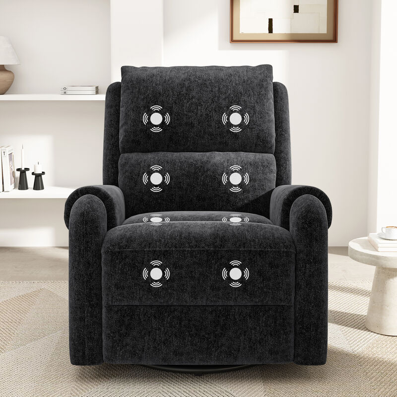 Merax Manual Swivel Rocker Massage Recliner Chair with Chenille Upholstery image number 3