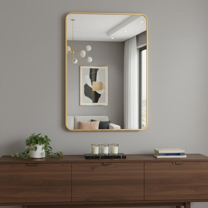 HomeRoots 36" Gold Aluminum Framed Accent Mirror