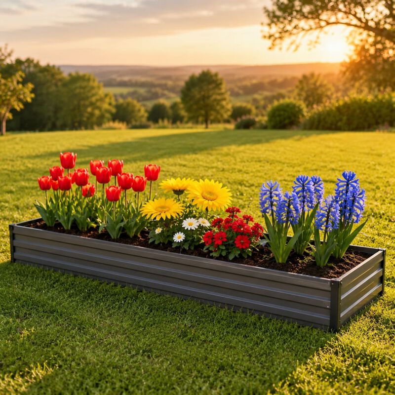 WOW PIONEER Galvanized Raised Garden Bed Kit for Outdoor Growing Flowers, Herbs, Vegetables with Sturdy Frame and Easy Assembly image number 3