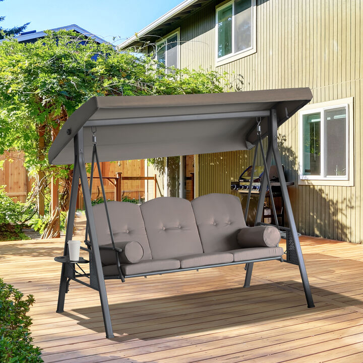 Hivvago 3-Seat Patio Swing Bench with Adjustable Canopy