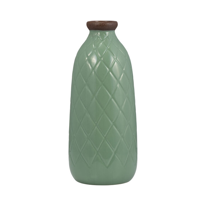 12" Plaid Textured Vase