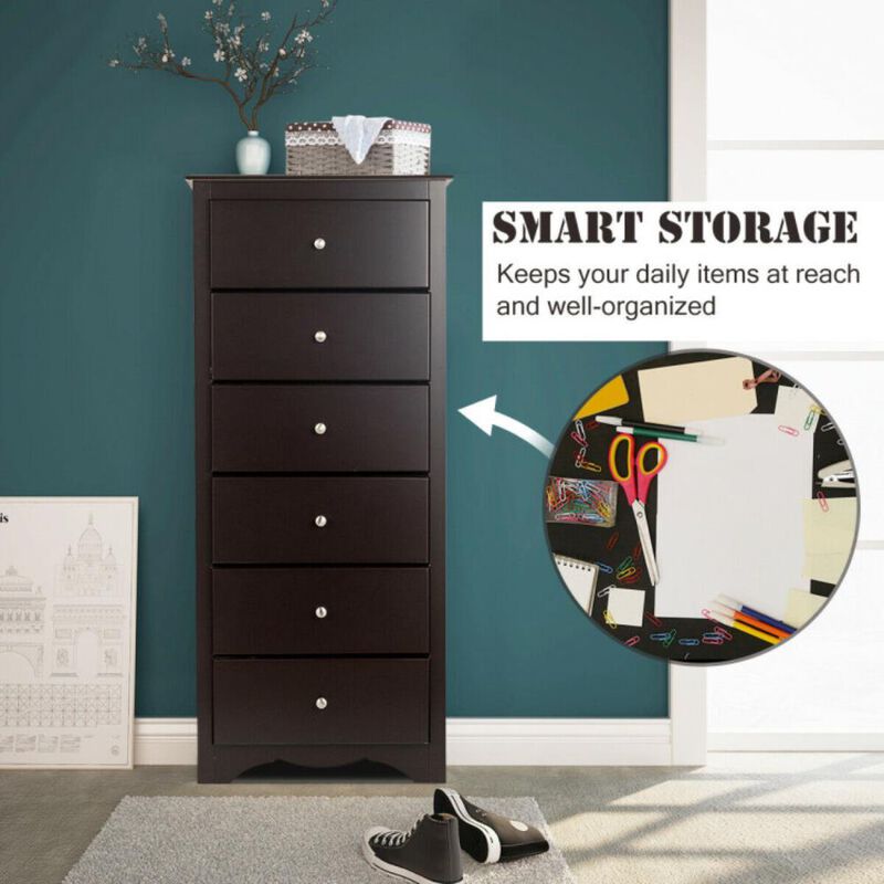 Hivvago 6 Drawers Chest Dresser Clothes Storage Bedroom Furniture Cabinet
