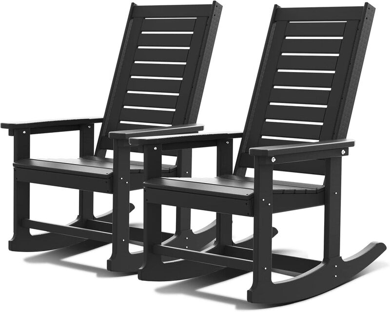 ShipItFurniture Oversized Outdoor Rocking Chairs Set of Two Black image number 0