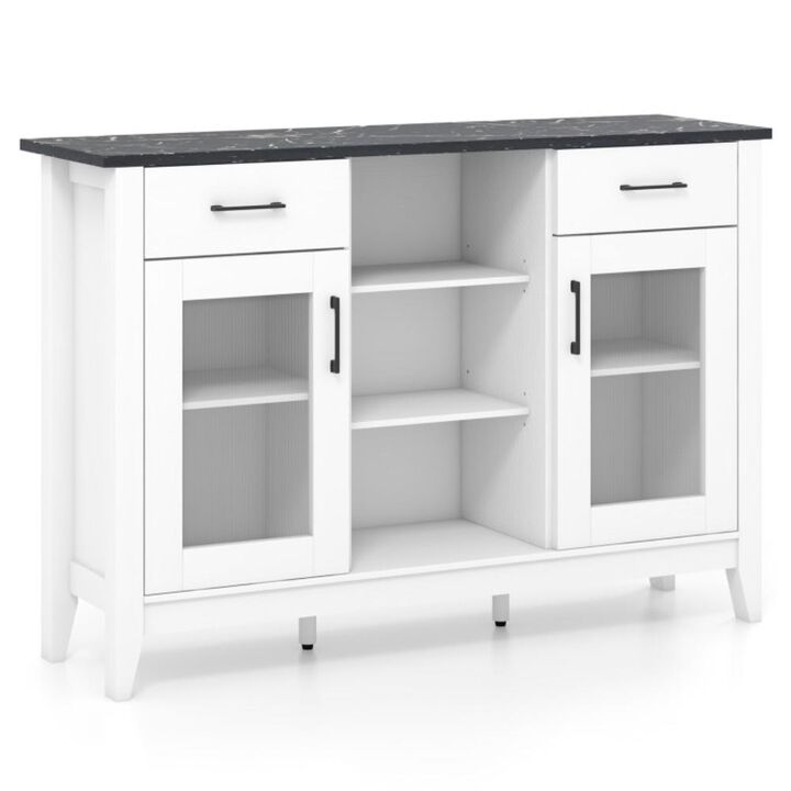 Hivvago Sideboard Buffet Cabinet with 2 Drawers and 4 Adjustable Shelves