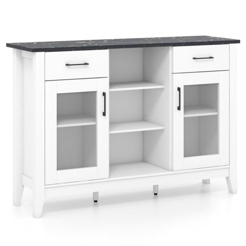 Hivvago Sideboard Buffet Cabinet with 2 Drawers and 4 Adjustable Shelves