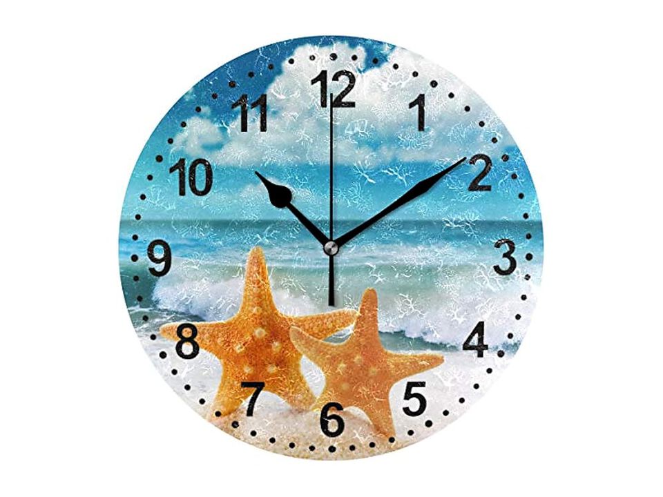 Starfish Wall Clock 5 Inch Silent Non Ticking Living Room Decor