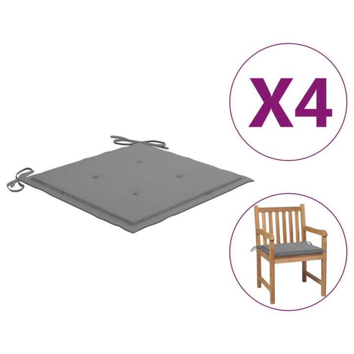 vidaXL Garden Chair Cushions 4 pcs Gray 19.7"x19.7"x1.6" Fabric