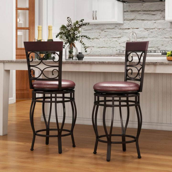 Hivvago Set of 2 Bar Stool with Backrest and Footrest