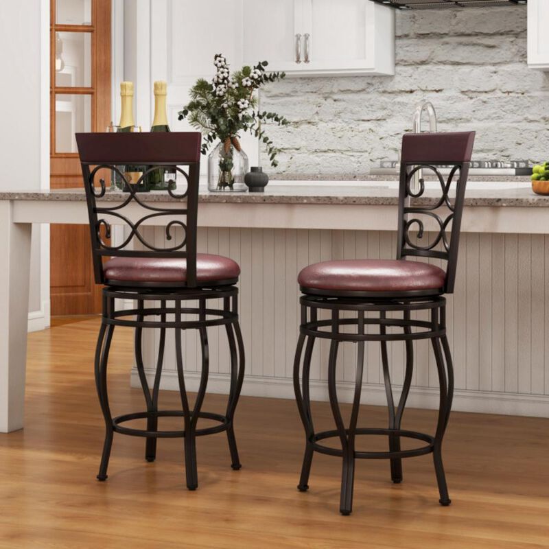 Hivvago Set of 2 Bar Stool with Backrest and Footrest