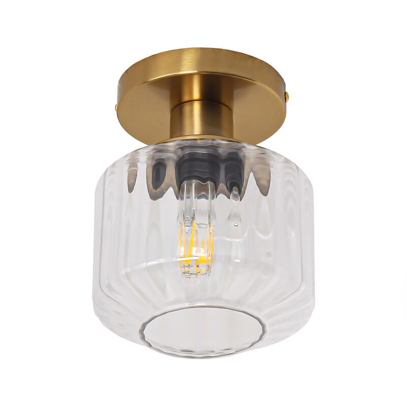 5.9" Wide Modern Gold Glass Semi Flush Mount Ceiling Light