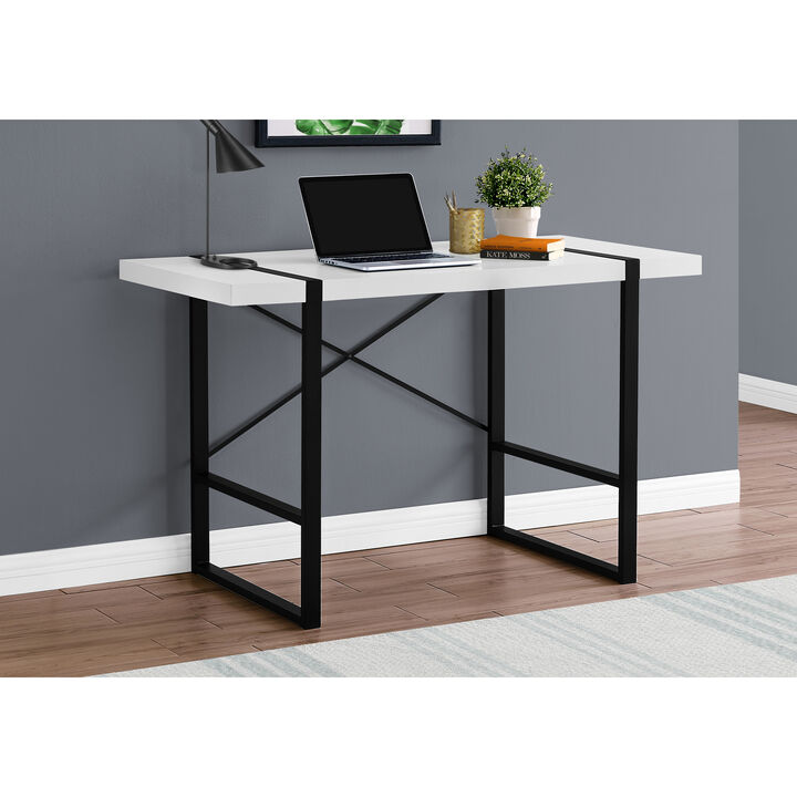 Monarch Specialties I 7313 Computer Desk, Home Office, Laptop, 48"L, Work, Metal, Laminate, White, Black, Contemporary, Modern