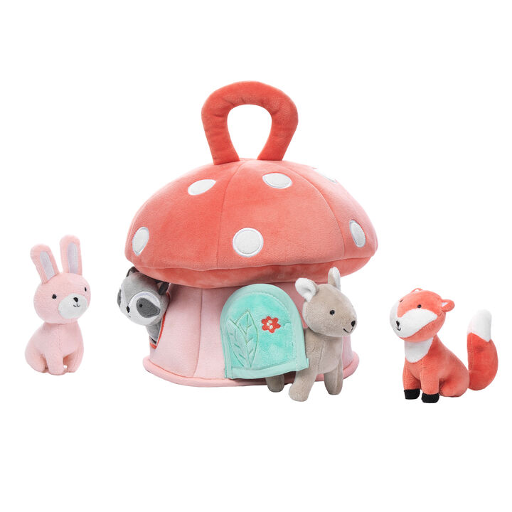 Lambs & Ivy Interactive Plush Mushroom House with Stuffed Animal Toys