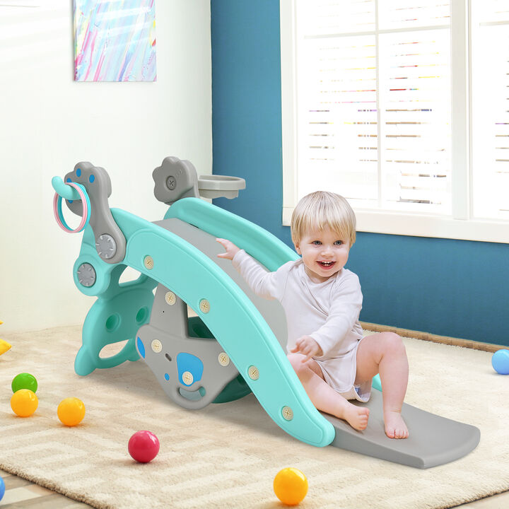 Toddler 4-in-1 Rocking Horse Slide Playset with Hoop