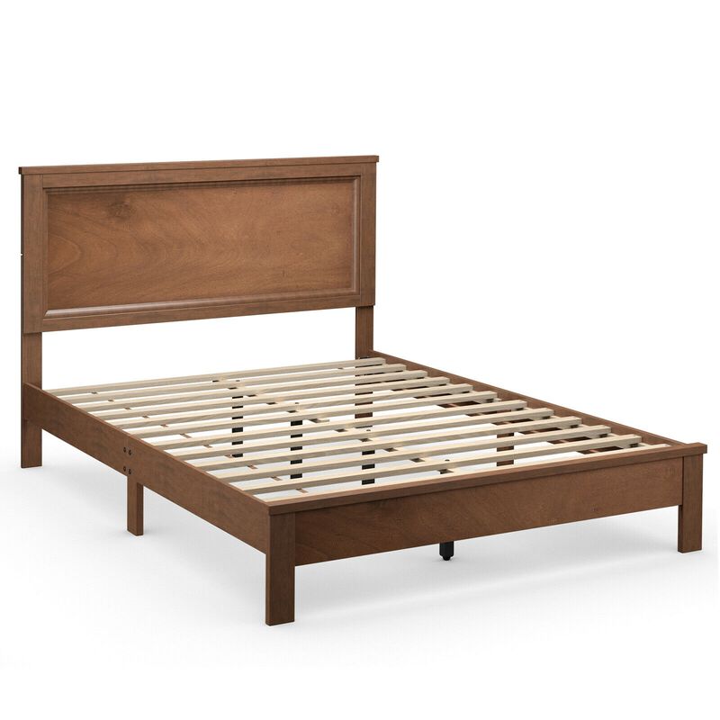 Platform Bed Frame with Slats and High Headboard for Bedroom Setup