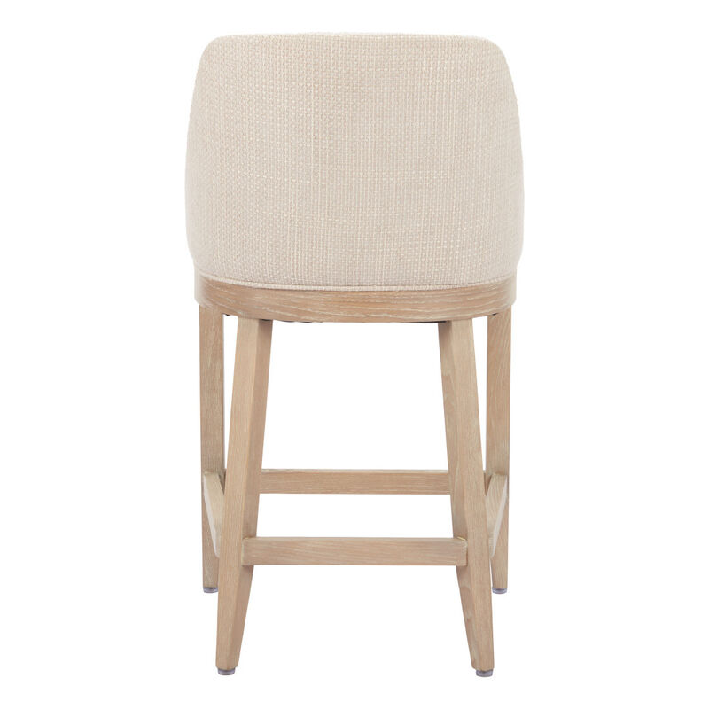 HomeRoots 27" Beige and Natural Fabric and Solid Wood Counter Height Bar Chair image number 5