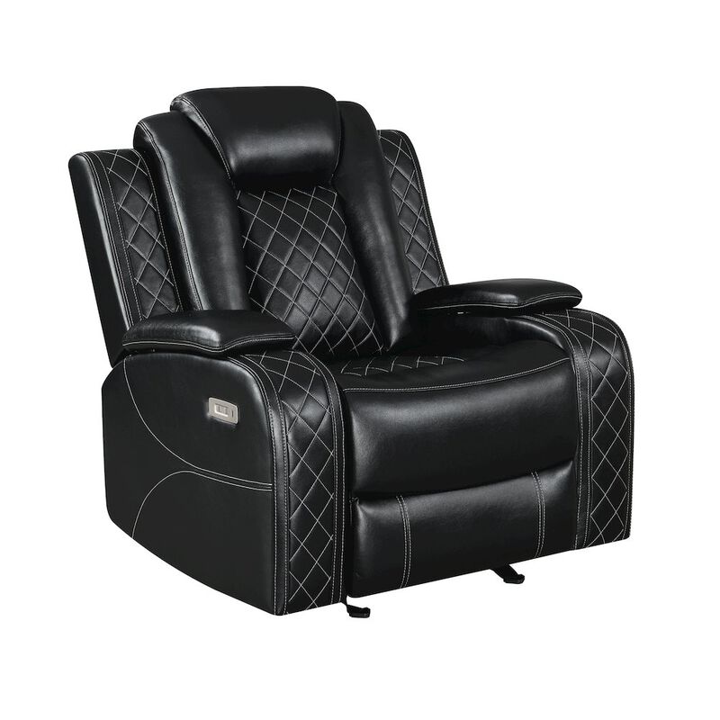 Orion II Faux Leather Power Glider Recliner, Black image number 0