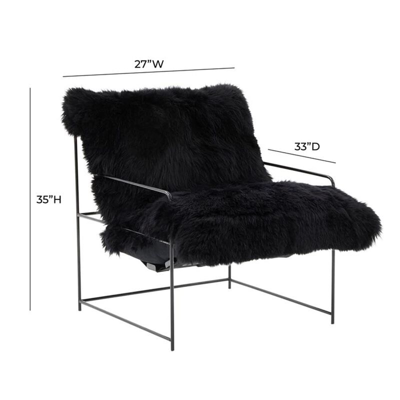 Casafoyer Kimi Black Genuine Sheepskin Chair image number 2