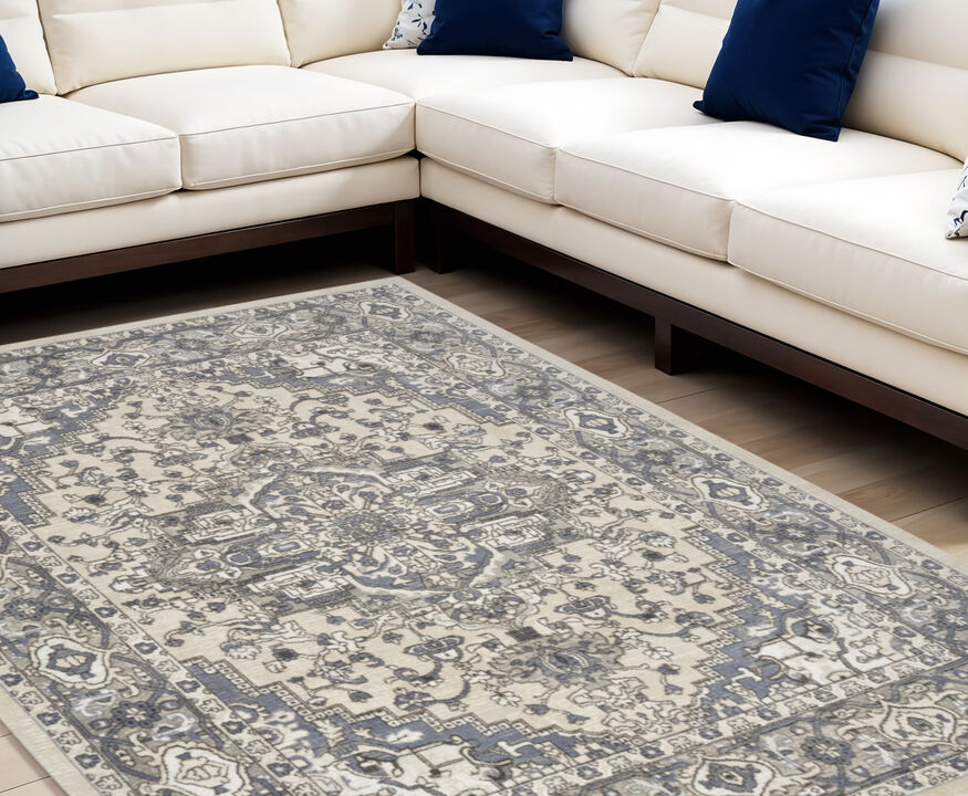 HomeRoots Medallion Power Loom Distressed Area Rug