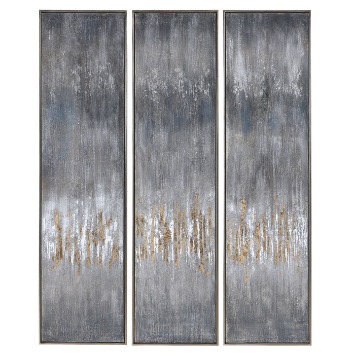 Gray Showers Hand Painted Canvases (Set of 3)