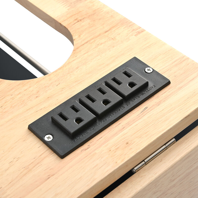 Merax Kitchen Island with Power Outlet,Kitchen Storage Island with Drop Leaf and Rubber Wood