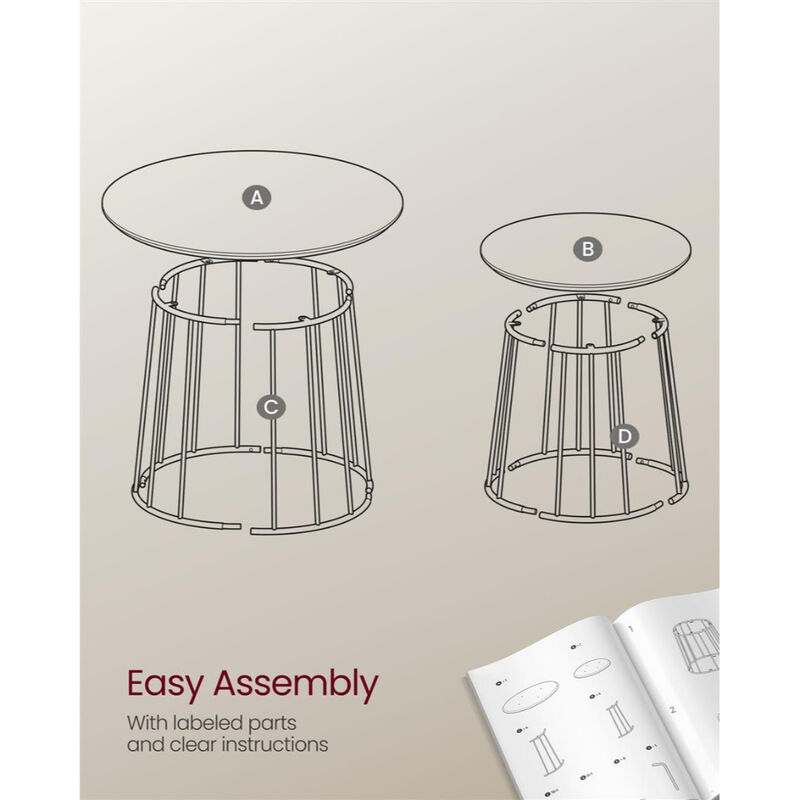 Modern Coffee Table Duo &ndash; Set of 2 Round Tables with Steel Base for Elegant and Functional Living Rooms