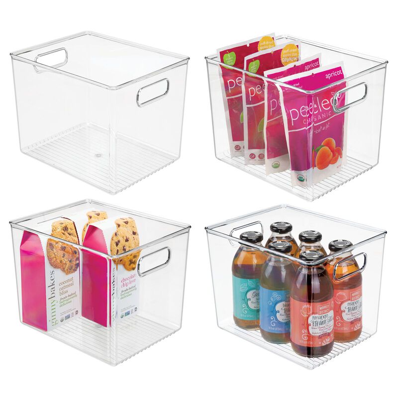 mDesign Plastic Tall Deep Organizing Bin with Built-In Handles, 4 Pack - Clear image number 2