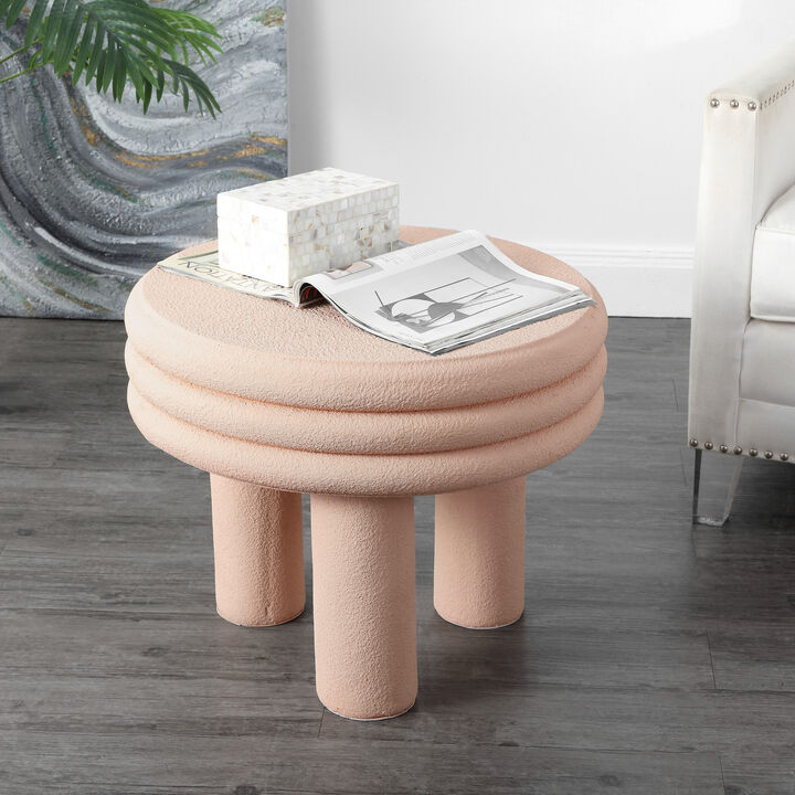 Rashida 17.75" Contemporary Minimalist Curvy High Indoor/Outdoor Accent Table, Pink Frosted