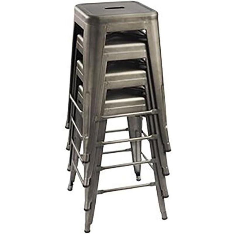 Hivvago Set of 4 - 24-in. Indoor/Outdoor Backless Stacking Red Metal Barstools