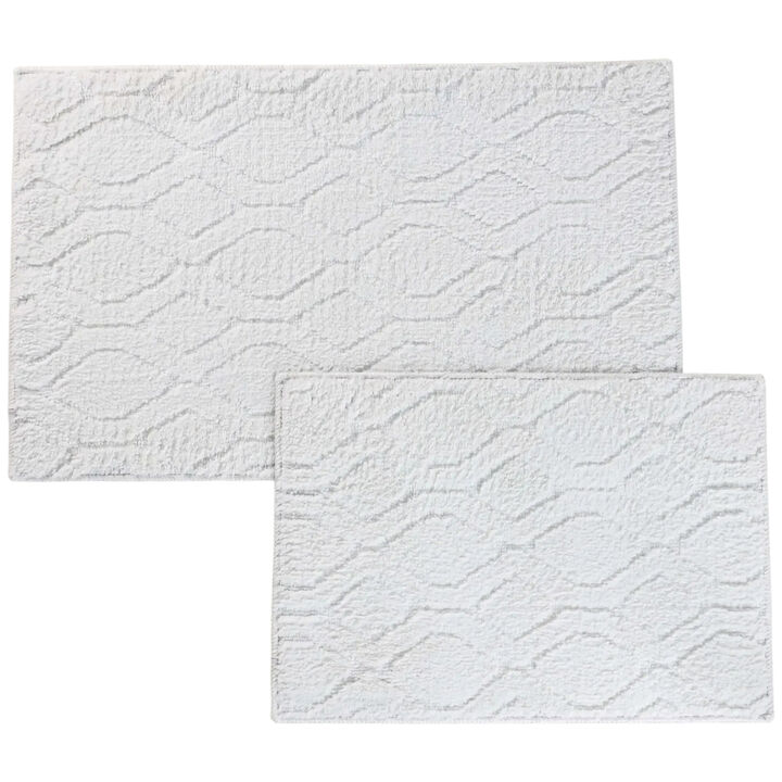Set of 2 Washable Bath Rugs for Bathroom Floor Comfort