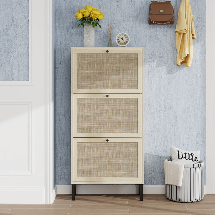 Narrow Freestanding Tipping Shoe Storage Cabinet