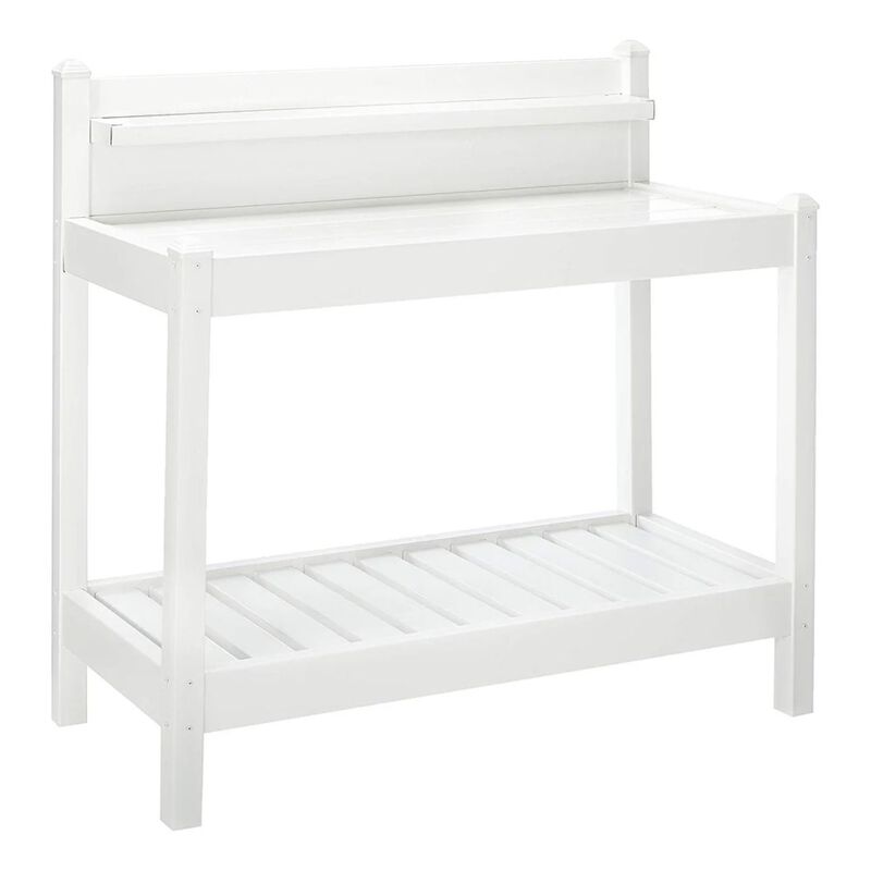 QuikFurn White PVC Vinyl Potting Bench Outdoor Garden Bakers Rack