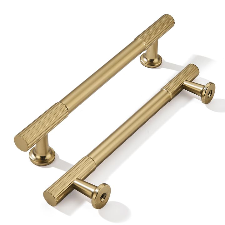 khtumeware 5 Inch Hole Center 5 Pack Champagne Bronze Heavy Duty Solid Satin Brass Cabinet Pulls, Kitchen Drawer Handles, for Dr