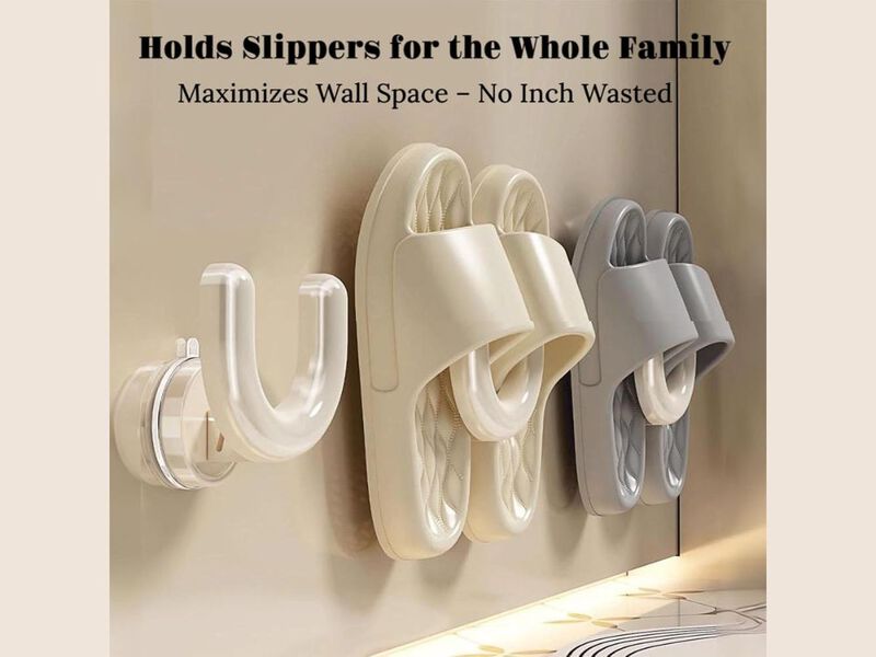 Metal Shoe Rack Space Saving Grey U Shaped Wall Mounted Suction image number 1