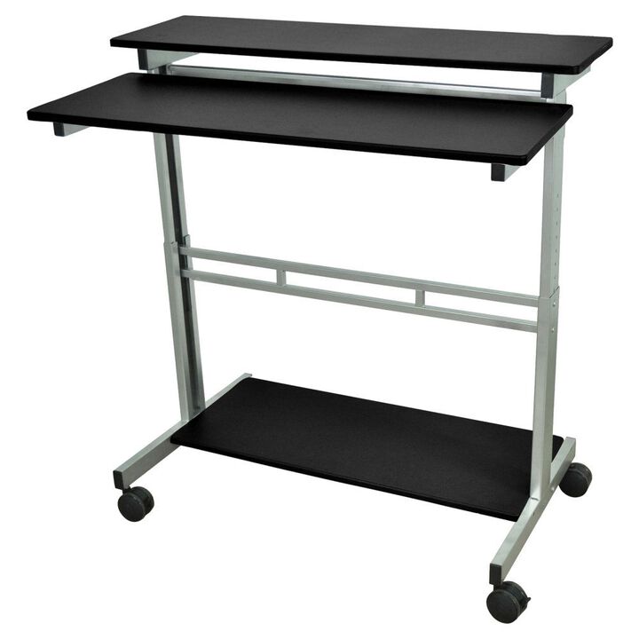 Hivvago Mobile 40-inch Stand Up Computer Desk in Black