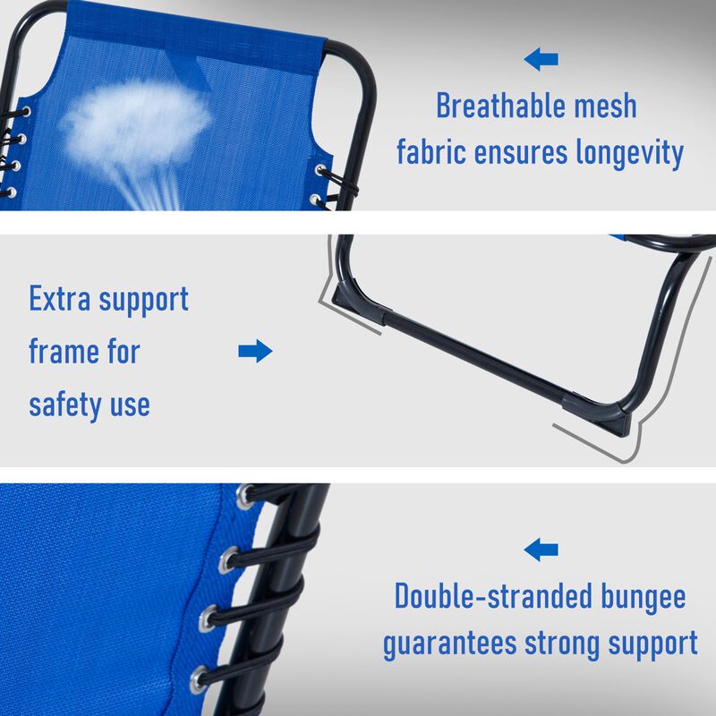 Dark Blue Adjustable Lounger: Foldable 4-Position Outdoor Chaise Bed