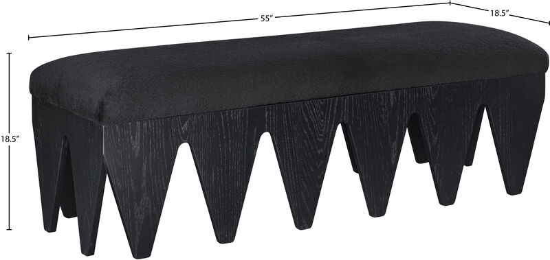 Meridian Furniture Altair Black Velour Fur Fabric Bench