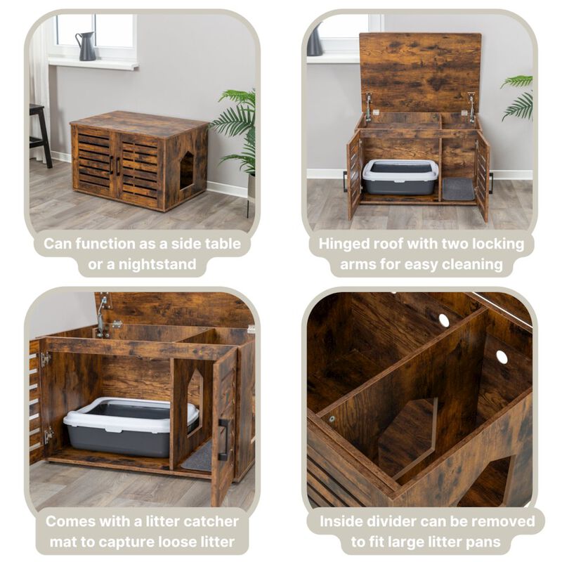 TRIXIE XL Farmhouse Litter Box Enclosure, Hidden Litter Box Cabinet or End Table image number 4