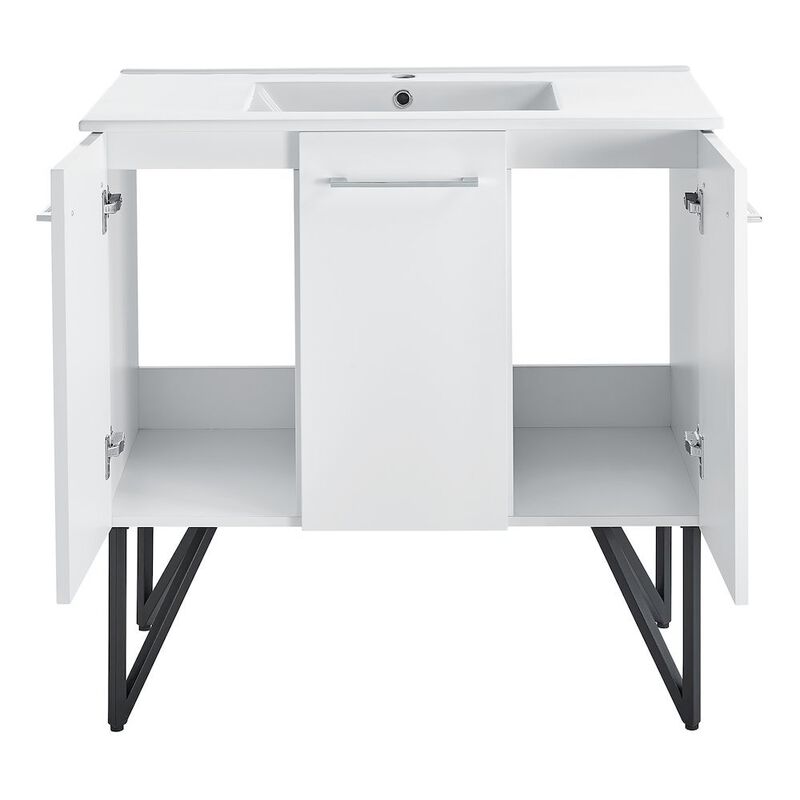 Annecy 36" Freestanding Bathroom Vanity in White with Sink Top image number 9