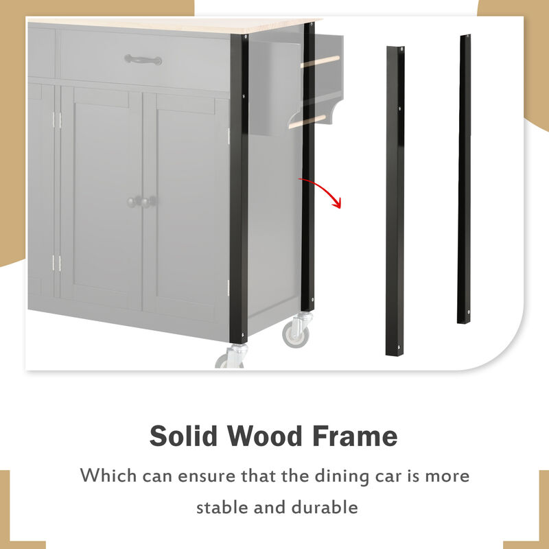 ELEMENT ACE Versatile Kitchen Island Cart with Adjustable Storage Shelves and Durable Solid Wood Top image number 5