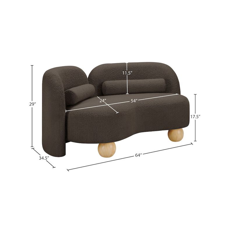 Meridian Furniture Daphne Brown Boucle Fabric Loveseat