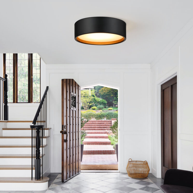 14 in. Modern Black and Gold  Dimmable Integrated LED Flush Mount Ceiling Light image number 6