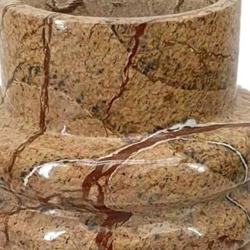 HomeRoots 8" Brown Genuine Marble Ridged Table Vase image number 3