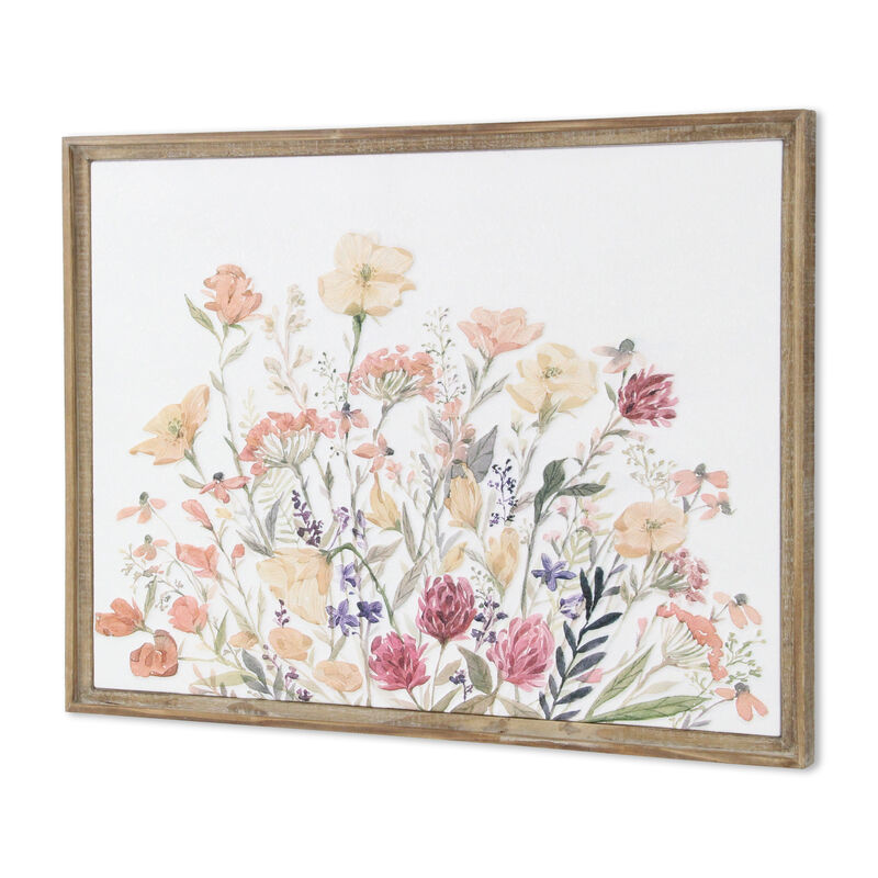 HomeRoots 24" X 32" Natural And White Flower Bouquet Metal And Wood Framed Art image number 3