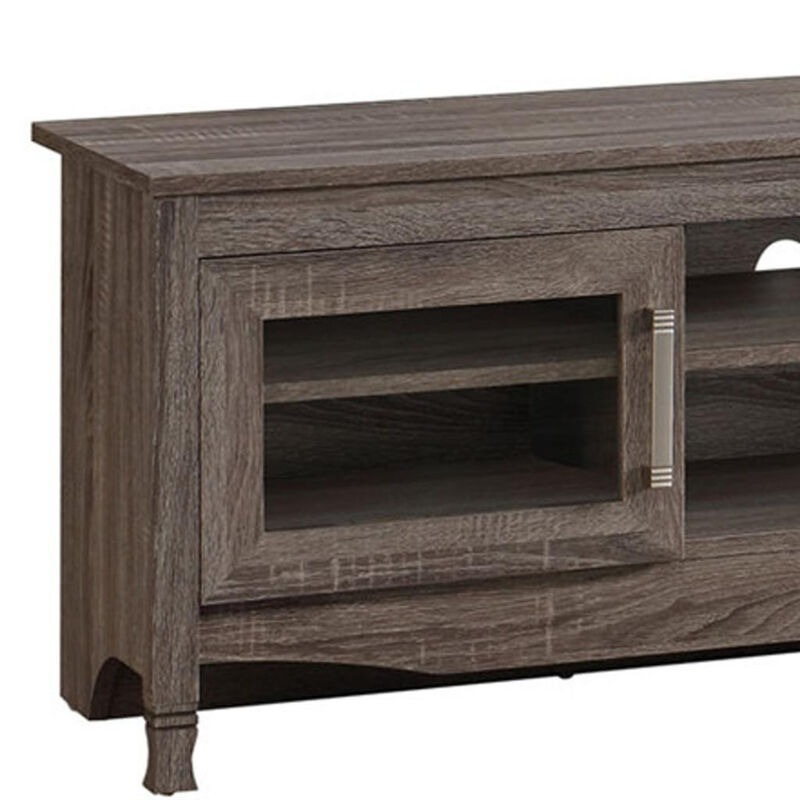 HomeRoots 53" Gray Wood Enclosed and Open Storage TV Stand image number 4